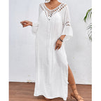 Women Clothing Hand Crocheting Stitching Colorful Ball Sexy Hollow Out Cutout out Backless Loose Beach Long Overskirt Bella Mia