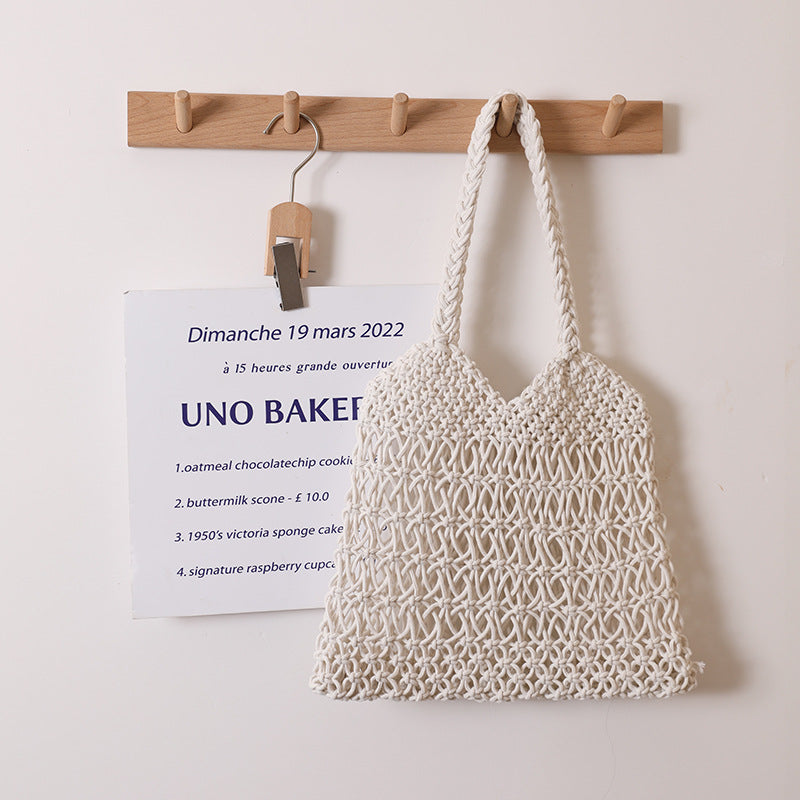 Hollow Out Cutout One Shoulder Cotton Thread Woven Bag Floral Straw Bag Vacation Beach Bag Women Bag Bella Mia
