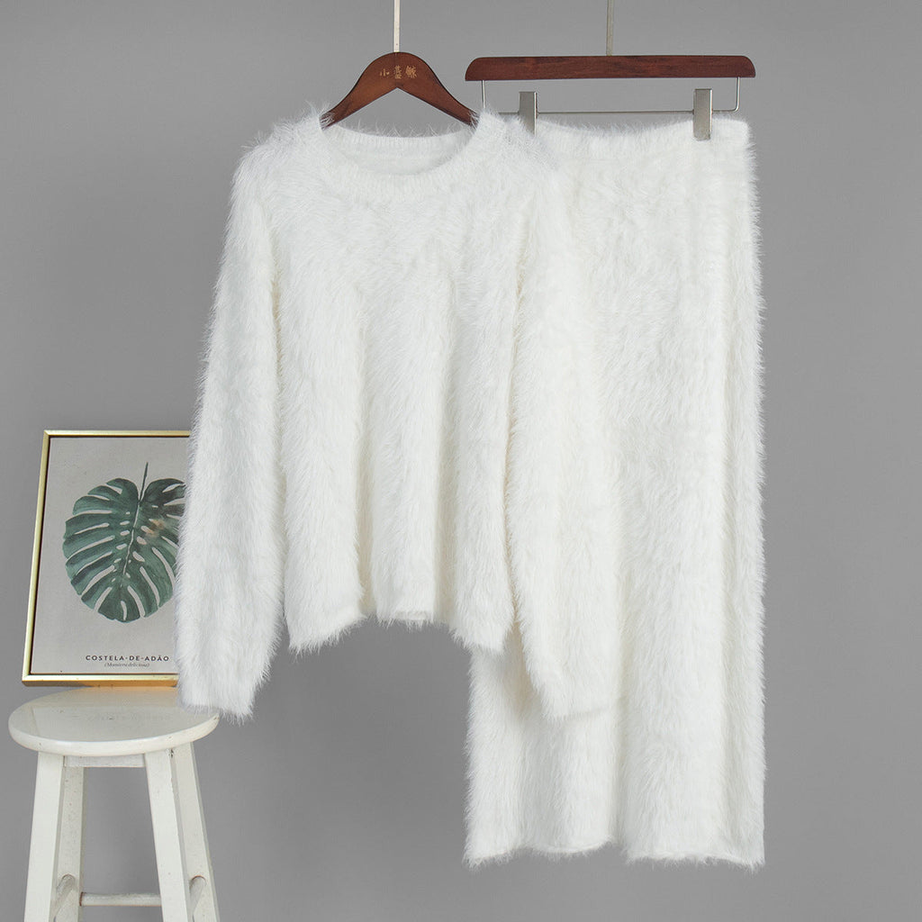 Pullover Sweater Skirt Autumn Winter Knitted Two Piece Sets Sweater Women Bella Mia