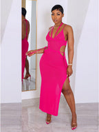 Sexy Women Clothing Ladies Halter Cropped Outfit Spaghetti Straps Knitted Dress Backless Beach Knitted Dress Bella Mia