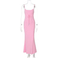 Women Clothing Summer Pure Sexy Solid Color off Neck Waist Slimming Sling Dress Bella Mia