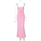 Women Clothing Summer Pure Sexy Solid Color off Neck Waist Slimming Sling Dress Bella Mia