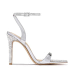Buckle Rhinestone Stiletto Peep Toe High Heeled Sandals Women Hollow Out Cutout Pointed Toe Open Toe Sandals Bella Mia