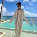 Summer Vacation Beach Dress Sexy Backless Lace Up Hollow Out Cutout Long Sleeve Dress Crochet hook Crochet hook Crochet hook Bella Mia
