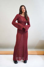 Sexy Backless Knitted Dress Hollow Out Cutout out See through Fishnet Long Sleeve Summer Sun Protection by the Sea Dress Women Bella Mia