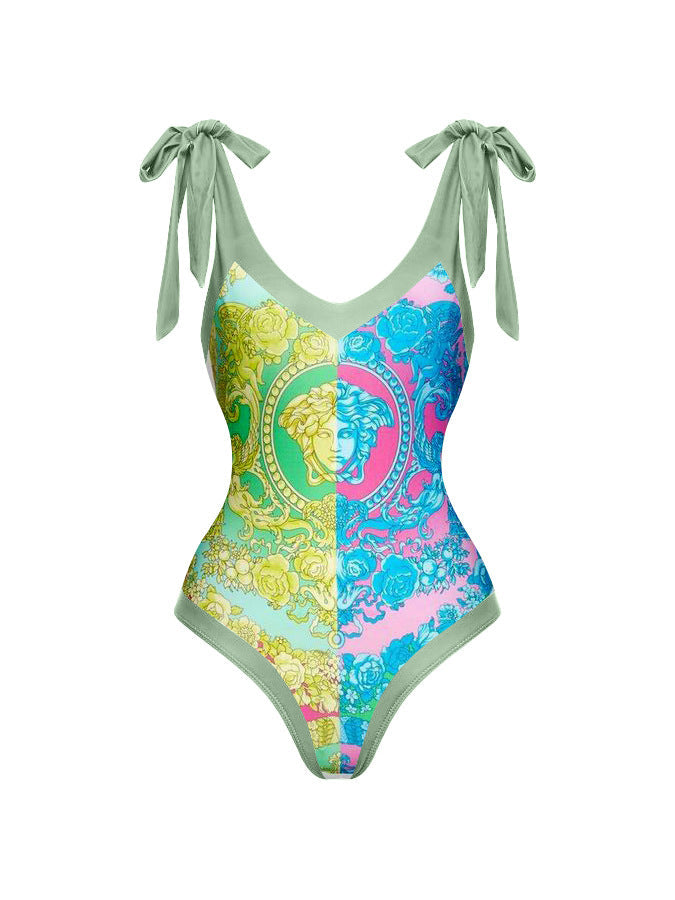 Sexy Siamese Conservative Cover Belly Thin Swimsuit Spring Bathing Suit Women Chiffon Beach Dress Bella Mia