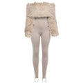 Autumn Winter Women Clothing Sexy Plush Stitching High Waist Slim Solid Color Jumpsuit Bella Mia