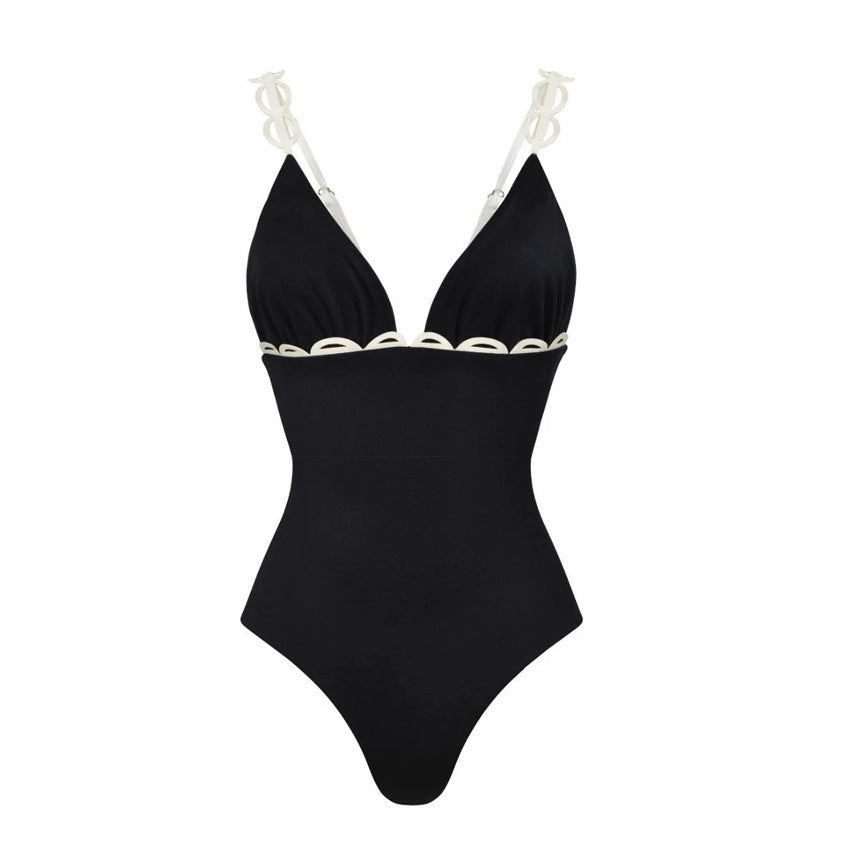 Swimsuit Black Niche High Grade Hollow Out Cutout Beach Pants One Piece Swimsuit Set Women