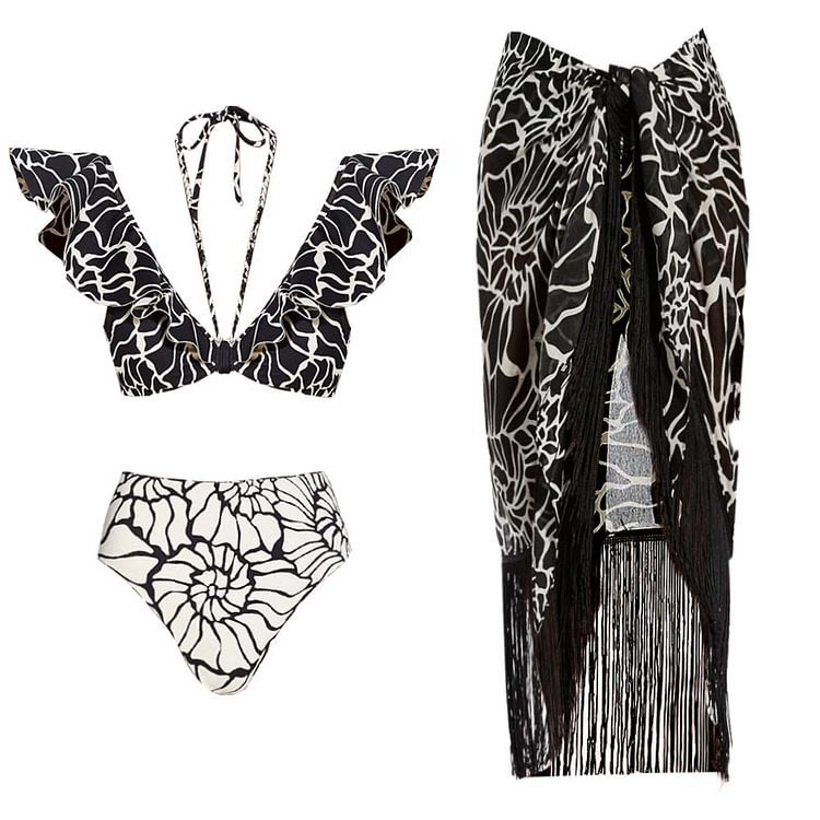 Flounced Halter Split Swimsuit Women Double Sided High Waist Bikini Suit Bikini Bella Mia