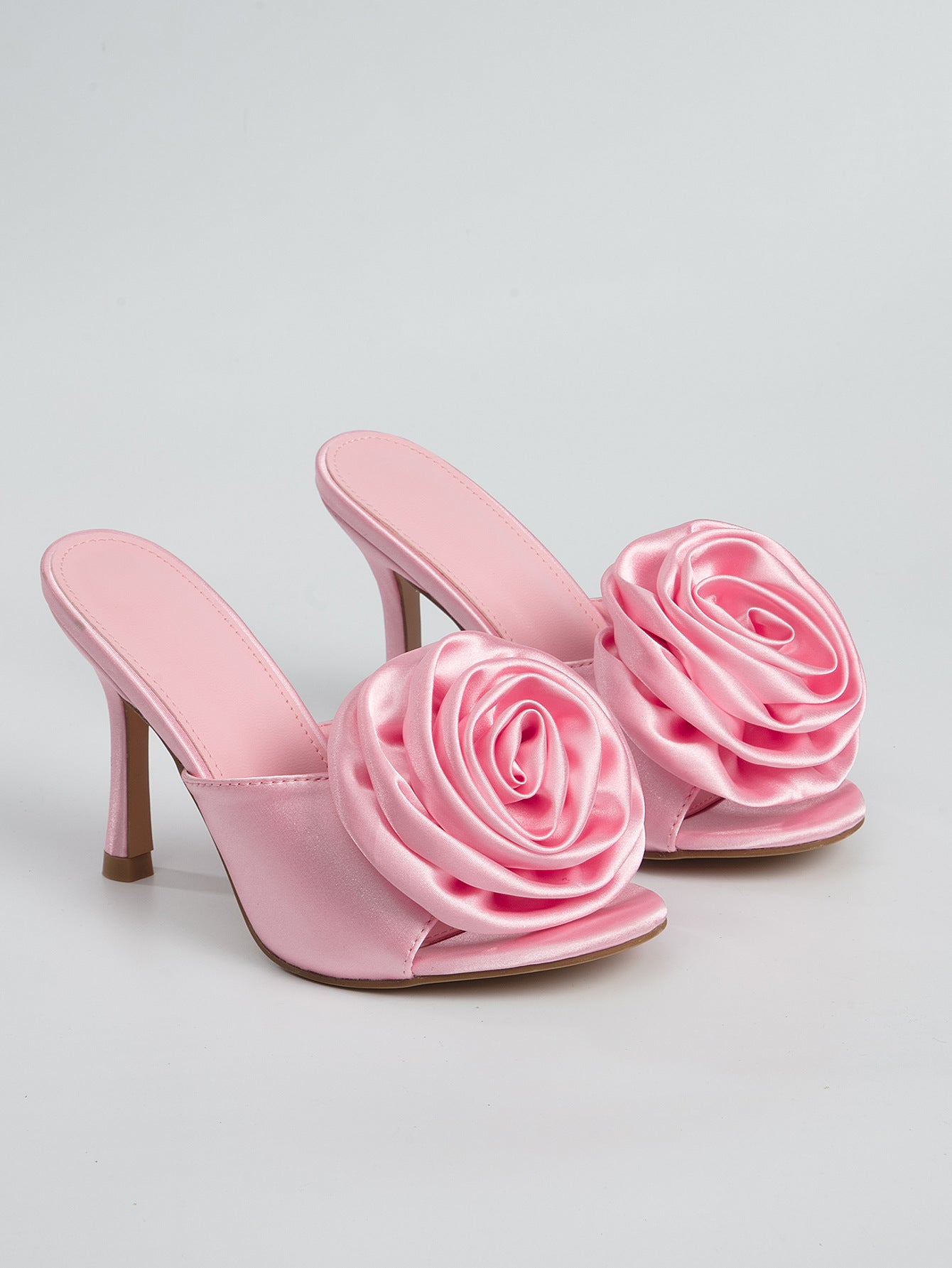 Low Cut Shoes Open Toe Large Floral Stiletto Heel Women Sandals