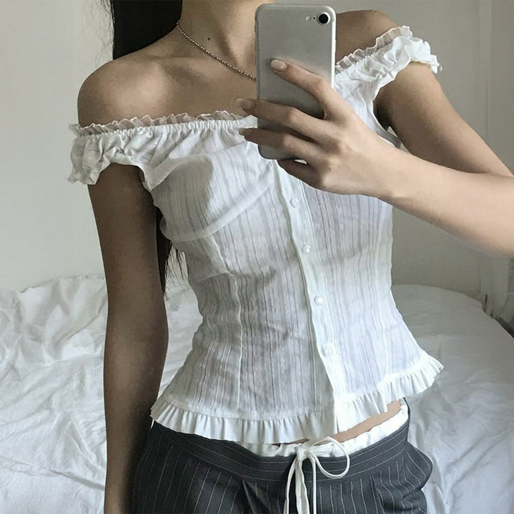 Women Clothing Summer Sexy Cold Shoulder Sleeveless Cardigan Shirt Bella Mia