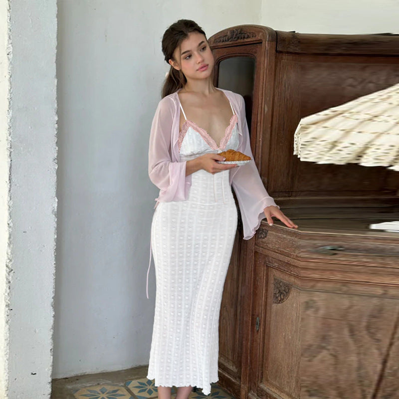 Spring Women Clothing Sexy Lace V neck Backless Bow Sling Dress Bella Mia