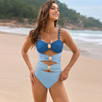 Swimsuit Solid Color Stitching Metal Buckle Swimsuit One Piece Swimsuit Bella Mia