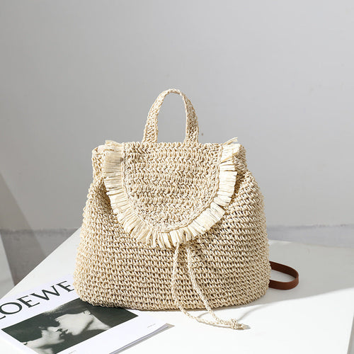 Backpack Straw Bag Mori Casual Tassel Straw Bag Woven Bag Women Same Seaside Vacation Beach Bag Bella Mia