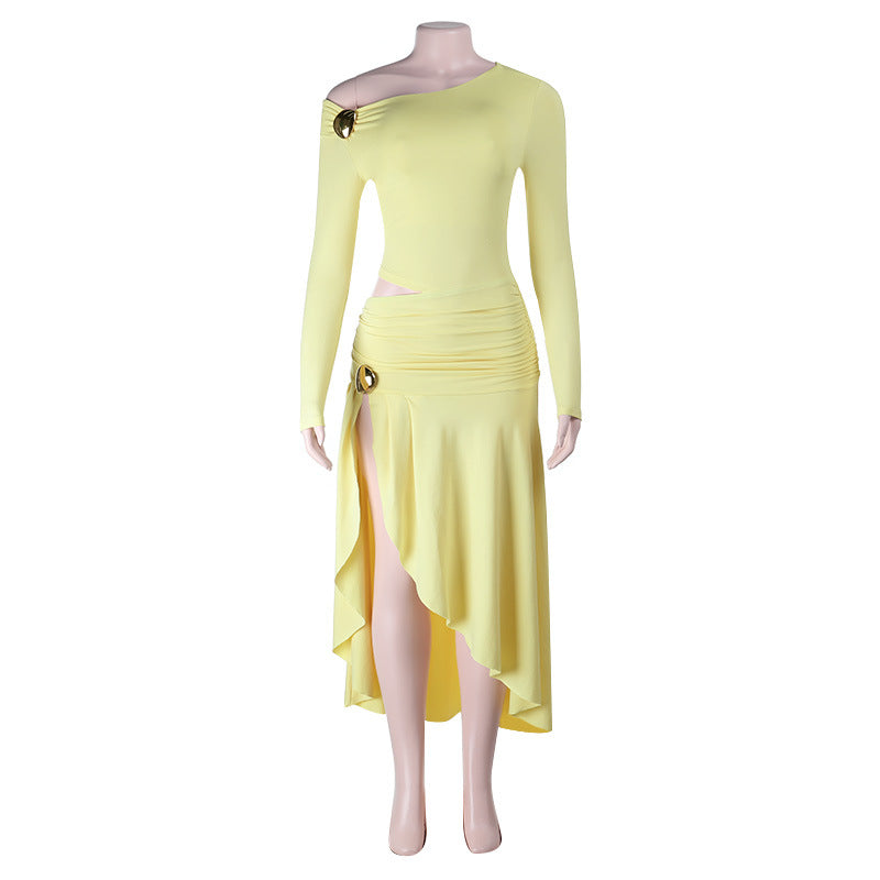 Sexy Cutout off Shoulder Long Sleeve Dress Autumn Slit Sheath Dress Bella Mia