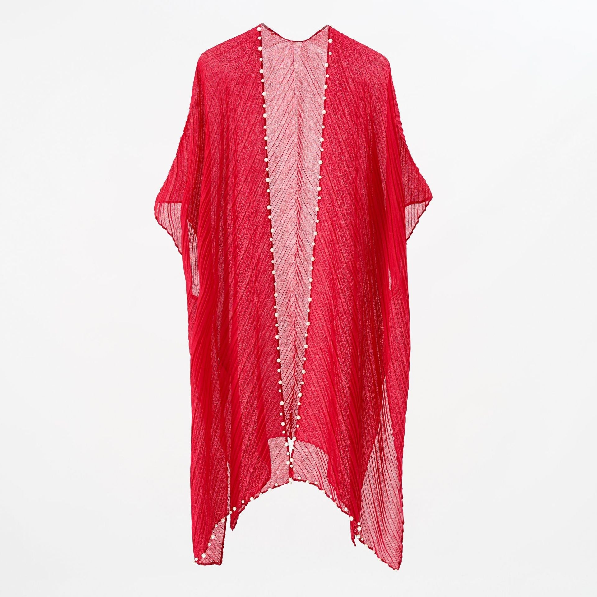 Pearl Breasted Solid Color Blouse Beach Dress Sunscreen Sexy Shawl Blouse Seaside Vacation Cardigan Bella Mia