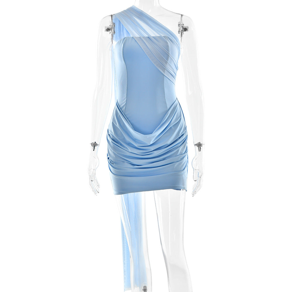 Summer Ribbon Pleated Dress Sexy Tube Top Women Hip Bella Mia