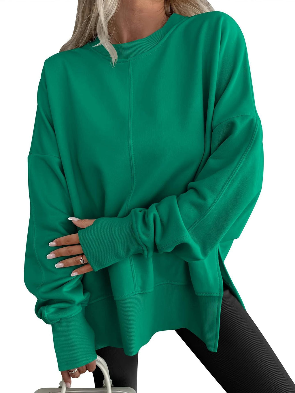 Code Casual round Neck Pullover Solid Color Loose Sports Long Sleeve Sweatshirt Tops Bella Mia