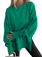 Code Casual round Neck Pullover Solid Color Loose Sports Long Sleeve Sweatshirt Tops Bella Mia