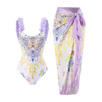 One Piece Printed Skirt Conservative Swimwear Two Piece Women Swimsuit Bella Mia