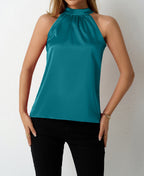 Women' Summer Satin Vest Women off Shoulder Halter Satin Top Bella Mia