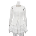 Casual Skirt Outfit Women High Grade Sleeveless Vest Waistcoat Top High Waist Bubble Skirt Two Piece Sets Bella Mia