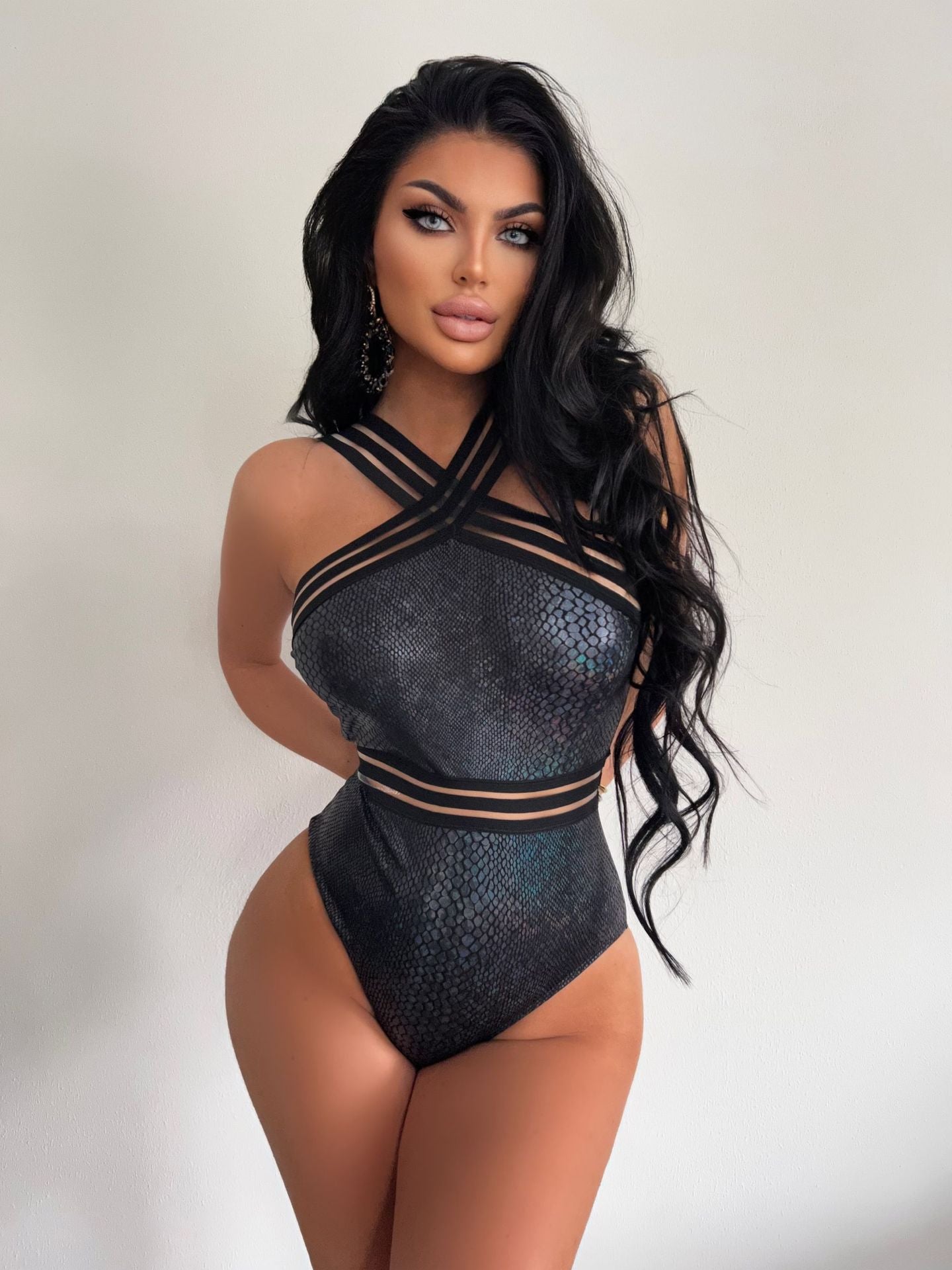 Sexy Backless Solid Color Women Swimsuit Set One Piece Tight Swimsuit Bikini Bella Mia