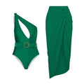 Solid Color Retro Hollow Out Cutout Siamese Women Swimsuit Set Cover Belly Slimming Swimsuit Lot Bella Mia
