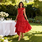 Spring Elegant Elegant Wooden Ear Stitching High Grade V neck Cross Maxi Dress Women Clothing Bella Mia