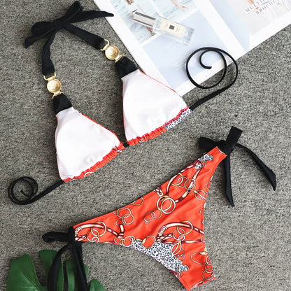 European and American Ins Beach Swimsuit Metal Strap Two-Piece Swimsuit Bikini Bikini LUXLIFE BRANDS