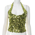 Summer Women Clothing Sexy Party Sequ Halter Lace up Sling Top Bella Mia