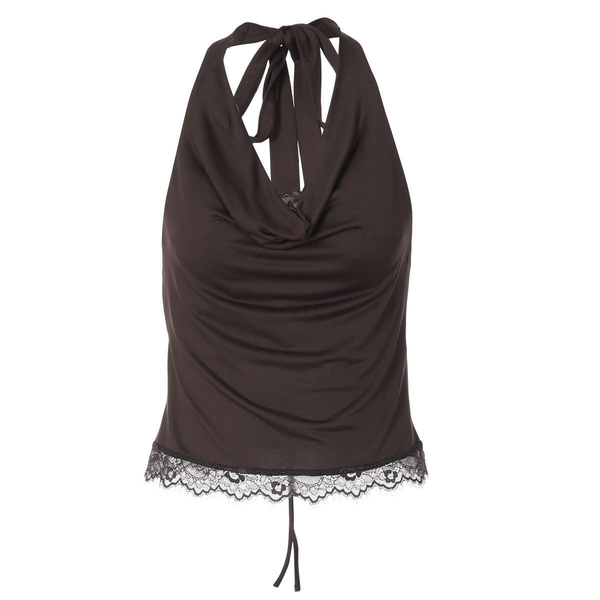 Lace Stitching Swing Collar Halterneck Vest Women Winter Sexy Inner Wear Outer Wear Slim Fit Tied Top Women Bella Mia