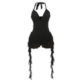 Summer Sexy Sexy Deep V Plunge neck Halter Backless Wooden Ear Solid Color Jumpsuit Bella Mia