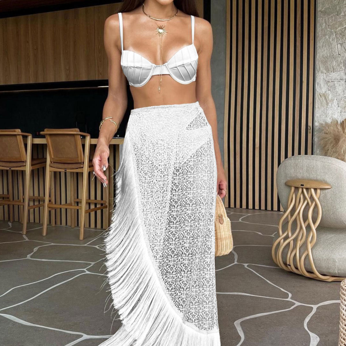Three Point High Waist Bikini Skirt Three Piece Set Solid Color Split Swimsuit Bella Mia