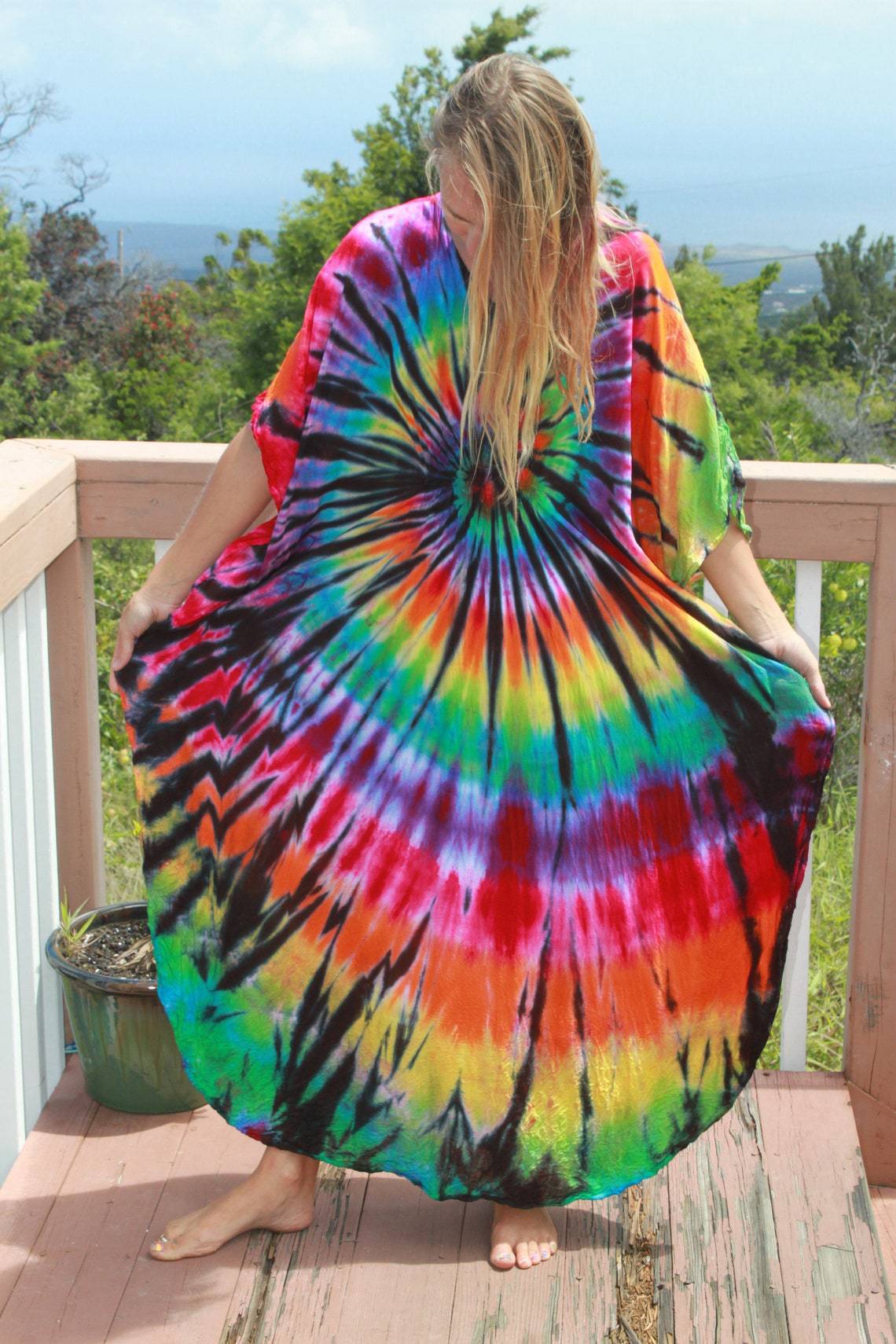 Rayon Halo Dyed Robe Vacation Casual Beach Bikini Cover 25 Colors Bella Mia