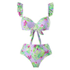 Push up Split Three Piece Set Sexy Spring Vacation Swimsuit Set Printing Bella Mia