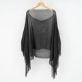 Summer Hollow Out Cutout Tassel Solid Color Blouse Shawl Tassel Scarf Bella Mia