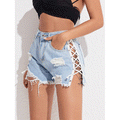High Waist Slimming Lace-up Denim Shorts Women Summer Slim Fit Slim Fit Pants Bella Mia