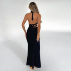 Summer Sexy Halter Dress Arrival Hollow Out Cutout out Tied Side Slit Irregular Asymmetric Maxi Dress Bella Mia