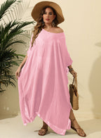 Women Clothes Solid Color Loose Blouse Beach Vacation Split Mop Dress Bella Mia