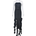 Women Clothing Summer Hollow Out Cutout out Cropped Wave Lace Bandeau Sexy Dress Bella Mia