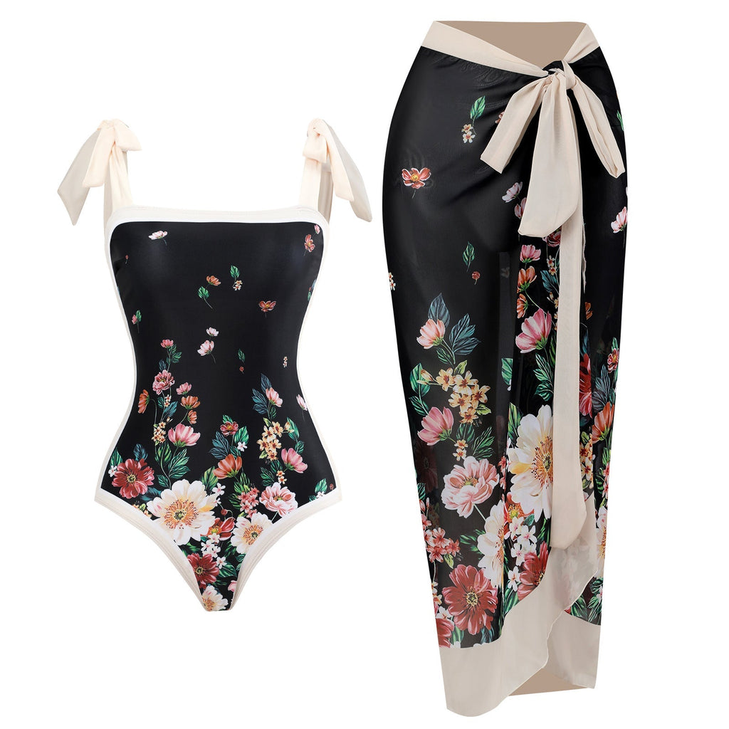 Retro Swimsuit Conservative One Piece Spring Swimsuit Suit Women Chiffon Blouse Bella Mia
