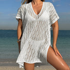 Spring Summer Hollow Out Cutout Sweater Loose Bikini Cover up Swimsuit Blouse Beach Sun Protection Bella Mia