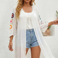 Women Clothing Hand Crocheted Stitching Tassel Irregular Asymmetric Coat Strap Beach Sun Protection Cardigan Simple Elegant