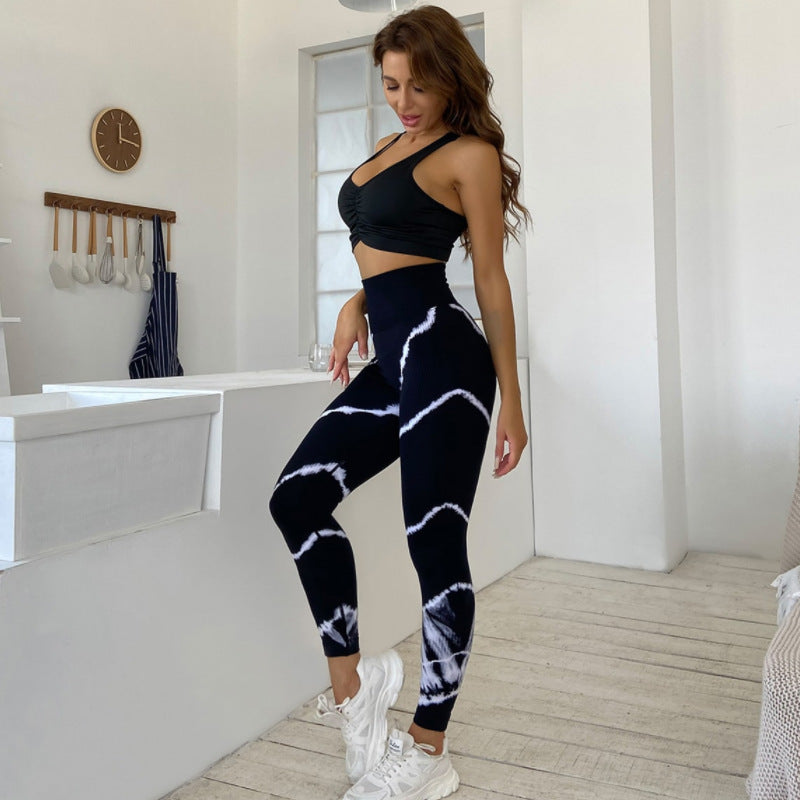 High Top Sports Yoga Pants Sexy Hip Lifting Moisture Absorption Quick Drying Outfit Tie Dyed Ankle Length Pants Bella Mia