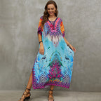 Rope Positioning Maxi Dress Loose Robe Seaside Vacation Beach Dress Bikini Swimsuit Blouse Women Bella Mia