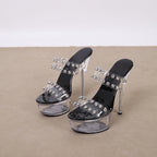 Women High Heel Platform Shoes Bar Model Runway Women Transparent Crystal High-Heeled Sandals Party Sandals Bella Mia