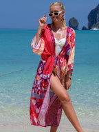 Rayon Printed Cardigan Holiday Casual Beach Bikini Cover Colors Bella Mia