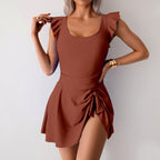 One Piece Swimsuit Women Spring Skirt Lace Conservative plus Size Swimsuit Bella Mia