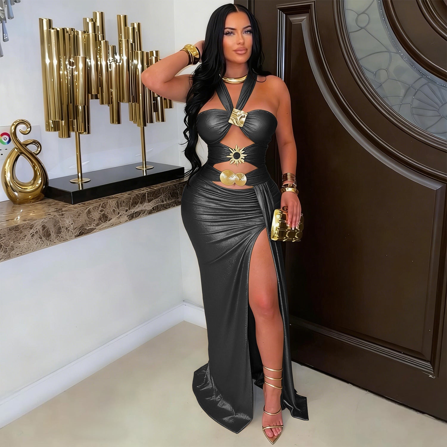 Women Wear Sexy Lacing Backless Sheath Dress